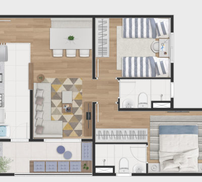 Tipo A 2 dorms suíte